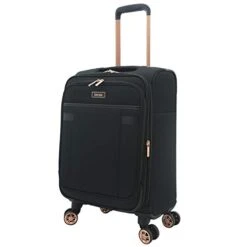 Kensie Women's Hudson Softside 3-Piece Spinner Luggage Set, Black With Rose Gold, (20/24/28) -Samsonite Shop 310uQzhEgJL