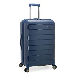 Traveler's Choice Pagosa Indestructible Hardshell Expandable Spinner Luggage, Navy, Checked-Medium 26-Inch