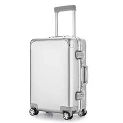YUEMAI Aluminum Alloy Luggage Hard Shell Carry-Ons With Spinner Wheels, Zipperless & Lightweight Suitcases For Travel With Tsa Lock (20", Silver) -Samsonite Shop 318WZgoyRTL