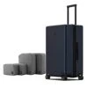 LEVEL8 Elegance Checked Luggage, 24 Inch Hardside Suitcase, Lightweight PC Matte Hardshell With TSA Lock, Spinner Wheels - Navy Blue -Samsonite Shop 319nm1 AVkL