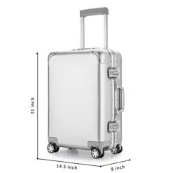 YUEMAI Aluminum Alloy Luggage Hard Shell Carry-Ons With Spinner Wheels, Zipperless & Lightweight Suitcases For Travel With Tsa Lock (20", Silver) -Samsonite Shop 31A5 IZHrGL