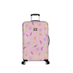 Betsey Johnson 26 Inch Checked Luggage Collection - Expandable Scratch Resistant (ABS + PC) Hardside Suitcase - Designer Lightweight Bag With 8-Rolling Spinner Wheels (26IN, Colada)
