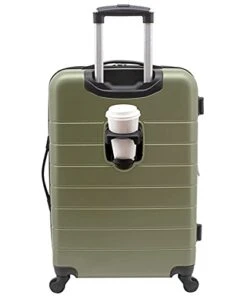Wrangler Smart Luggage Set With Cup Holder And USB Port, Olive Green, 20-Inch Carry-On
