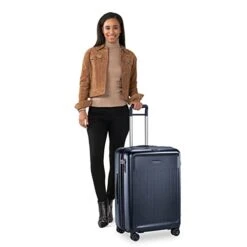 Briggs & Riley Sympatico Hardside Medium Spinner Luggage, Matte Navy, 27-Inch Checked -Samsonite Shop 31LHeYS0VKL