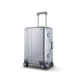 Bamboo Wolf 24-inch Aluminum-Magnesium Alloy Carry-on Hardside Suitcase Hard Shell Luggage, Built-In TSA Lock, Zipperless Fashion With Spinner Wheels For Travel / Business, Silver