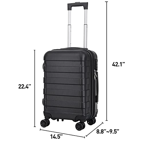 SUPER DEAL Hardside Expandable Spinner Luggage 21 Inch Carry On Luggage Lightweight Travel Suitcase With 360°Swivel Wheels And Height Adjustable Handle, Black 4 SUPER DEAL Hardside Expandable Spinner Luggage 21 Inch Carry On Luggage Lightweight Travel Suitcase With 360°Swivel Wheels And Height Adjustable Handle, Black - Image 2