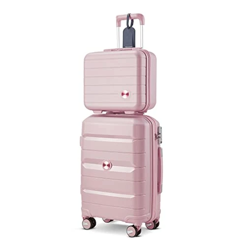 Somago 20IN Carry On Luggage And 14IN Mini Cosmetic Cases Travel Set Hardside Luggage With Spinner Wheels Lightweight Polypropylene Suitcase With TSA Lock (2-Piece Set (14/20), Nude Pink) 3 Somago 20IN Carry On Luggage And 14IN Mini Cosmetic Cases Travel Set Hardside Luggage With Spinner Wheels Lightweight Polypropylene Suitcase With TSA Lock (2-Piece Set (14/20), Nude Pink)
