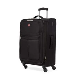 SwissGear 4010 Softside Luggage With Spinner Wheels, Black, Checked-Medium 23-Inch