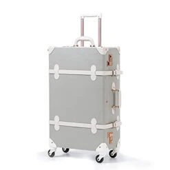 Unitravel Retro Luggage 26 Inch Lightweight Women Cute Suitcase With Spinner Wheels (Light Gray)