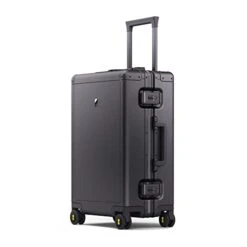 LEVEL8 Gibraltar Carry On Luggage, 20" Aluminum Frame Hardside Suitcase Zipperless Luggage With TSA Lock, 8 Spinner Wheels - Dark Grey