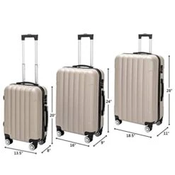 3 Pieces ABS Luggage Sets Trolley Case, Large Capacity Multifunctional Traveling Suitcase Hardshell With Spinner Wheel And Coded Lock, 20" & 24" & 28" (Champagne) -Samsonite Shop 410FrRFJrcL