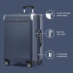Travelpro Platinum Elite Hardside Expandable Spinner Wheel Luggage TSA Lock Hard Shell Polycarbonate Suitcase, True Navy Blue, Checked-Medium 25-Inch -Samsonite Shop 410IBDB8G9S
