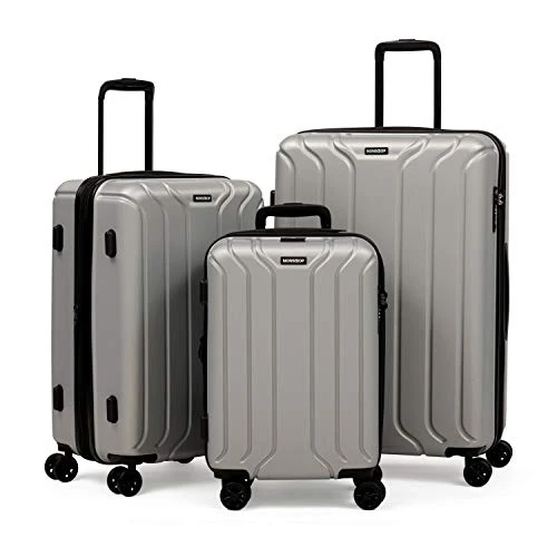 NONSTOP Luggage Expandable Spinner Wheels Hard Side Shell Travel Suitcase Set 3 Piece Lightweight With TSA Lock And Double USB Port, NEW YORK Collection (Silver, 3-Piece Set (20/24/28)) 3 NONSTOP Luggage Expandable Spinner Wheels Hard Side Shell Travel Suitcase Set 3 Piece Lightweight With TSA Lock And Double USB Port, NEW YORK Collection (Silver, 3-Piece Set (20/24/28))