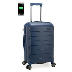 Traveler's Choice Pagosa Indestructible Hardshell Expandable Spinner Luggage, Navy, Carry-on 22-Inch