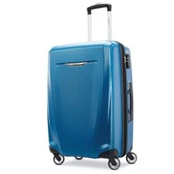 Samsonite Winfield 3 DLX Hardside Expandable Luggage With Spinners, Blue/Navy, Checked-Medium 25-Inch