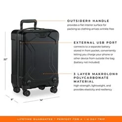 Briggs & Riley Torq Hardside Carry On Luggage With Spinner Wheels 22 Inch. USB Charging Port, TSA-Friendly Locks, Easy Access Hinged Front Pocket, Black -Samsonite Shop 413lLDi2TWL