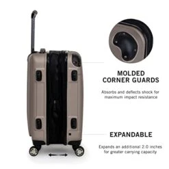 Kenneth Cole Reaction Renegade 28” Check Size Luggage Lightweight Hardside Expandable 8-Wheel Spinner Travel Suitcase, Champagne, Inch -Samsonite Shop 416mmsvhveL
