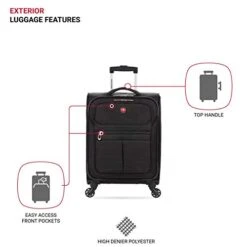 SwissGear 4010 Softside Luggage With Spinner Wheels, Black, Carry-On 18-Inch 18 SwissGear 4010 Softside Luggage With Spinner Wheels, Black, Carry-On 18-Inch -Samsonite Shop 41AQCo TQYL