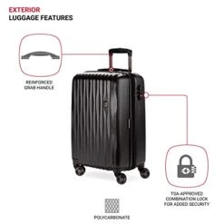 SwissGear 7272 Energie Hardside Luggage Carry-On Luggage With Spinner Wheels & TSA Lock, Black, 19” -Samsonite Shop 41AzVYLweXL