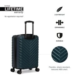 Kenneth Cole Reaction Women's Madison Square Hardside Chevron Expandable Luggage, Emerald, 20-Inch Carry On -Samsonite Shop 41CzYNNRASL