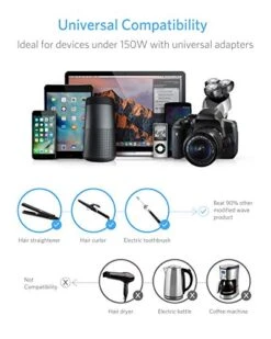 BESTEK Universal Voltage Converter, [Pure Sine Wave] Travel Power Converter Adapter For Hair Straightener/Curler, 100-240V To 110V Travel Adapter With Fast USB (Blue) -Samsonite Shop 41ESIYt9tuL