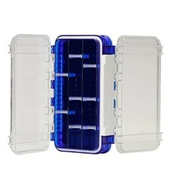 LIZHOUMIL 1pcs Fishing Tackle Box Waterproof, Tackle Trays Transparent Fishing Tackle Storage Organizer Boxes With DIY Dividers Blue