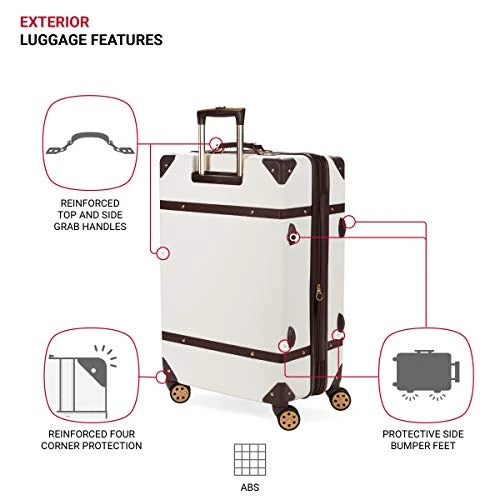 SwissGear 7739 Trunk, Hardside Spinner Luggage (White, Checked-Large 26 Inch) 10 SwissGear 7739 Trunk, Hardside Spinner Luggage (White, Checked-Large 26 Inch) - Image 8