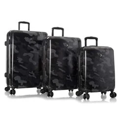 Heys Black Camo 3pc Spinner Luggage Set (Black)