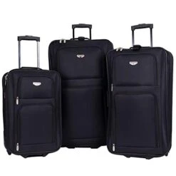 Travelers Club Genova Expandable Luggage Set, Black, 3 Piece