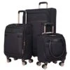 Kensie Women's Hudson Softside 3-Piece Spinner Luggage Set, Black With Rose Gold, (20/24/28)