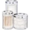 GROOVI BEAUTY Acrylic Triple Round Make Up Container (3 Connected Towers) - Compact Size, Great Storage Container For Cosmetics, Bathroom And Vanity Supplies - Qtips, Cotton Balls - 5.5"x5.9"x5.25" -Samsonite Shop 41LQRYnfYoL