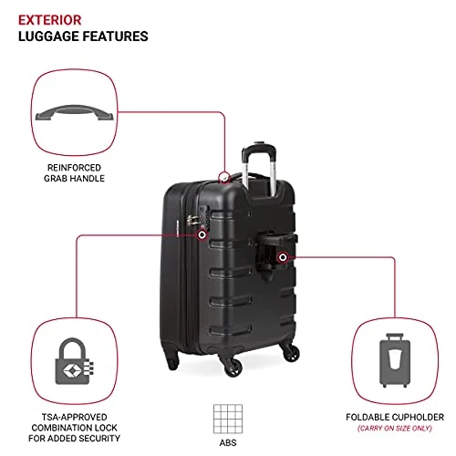 SwissGear 7366 Hardside Expandable Luggage With Spinner Wheels, Black, Carry-On 18-Inch 9 SwissGear 7366 Hardside Expandable Luggage With Spinner Wheels, Black, Carry-On 18-Inch - Image 7