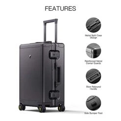 LEVEL8 Gibraltar Carry On Luggage, 20" Aluminum Frame Hardside Suitcase Zipperless Luggage With TSA Lock, 8 Spinner Wheels - Dark Grey -Samsonite Shop 41OH9y0Ni0L