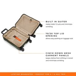 Briggs & Riley Torq Hardside Carry On Luggage With Spinner Wheels 22 Inch. USB Charging Port, TSA-Friendly Locks, Easy Access Hinged Front Pocket, Green -Samsonite Shop 41OkdwnO5tL