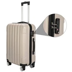 3 Pieces ABS Luggage Sets Trolley Case, Large Capacity Multifunctional Traveling Suitcase Hardshell With Spinner Wheel And Coded Lock, 20" & 24" & 28" (Champagne) -Samsonite Shop 41R5GptczEL