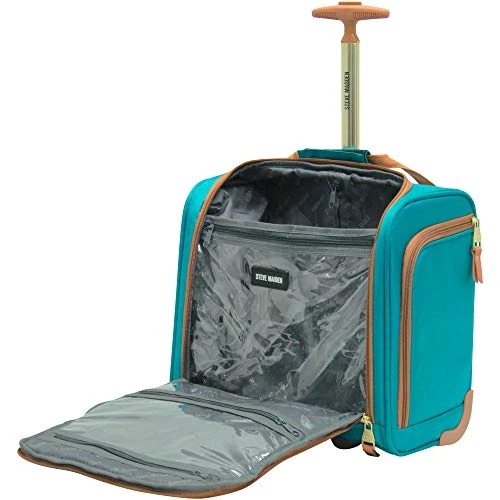 Steve Madden Designer Luggage Collection- 3 Piece Softside Expandable Lightweight Spinner Suitcases- Travel Set Includes Under Seat Bag, 20-Inch Carry On & 28-Inch Checked Suitcase (Harlo Teal Blue) 3 Steve Madden Designer Luggage Collection- 3 Piece Softside Expandable Lightweight Spinner Suitcases- Travel Set Includes Under Seat Bag, 20-Inch Carry On & 28-Inch Checked Suitcase (Harlo Teal Blue) - Image 2