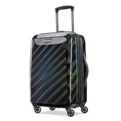 American Tourister Moonlight Hardside Expandable Luggage With Spinner Wheels, Iridescent Black, Carry-On 21-Inch