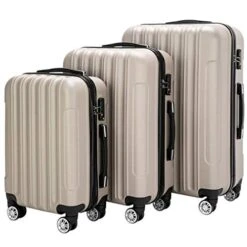 3 Pieces ABS Luggage Sets Trolley Case, Large Capacity Multifunctional Traveling Suitcase Hardshell With Spinner Wheel And Coded Lock, 20" & 24" & 28" (Champagne) -Samsonite Shop 41T8muISZ1L
