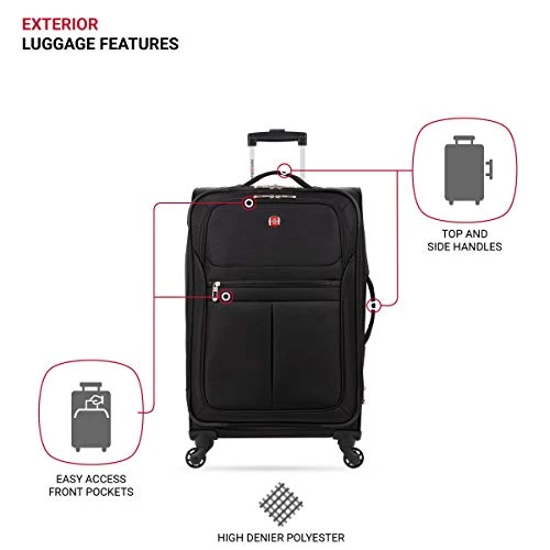 SwissGear 4010 Softside Luggage With Spinner Wheels, Black, Checked-Medium 23-Inch 10 SwissGear 4010 Softside Luggage With Spinner Wheels, Black, Checked-Medium 23-Inch - Image 8