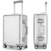 YUEMAI Aluminum Alloy Luggage Hard Shell Carry-Ons With Spinner Wheels, Zipperless & Lightweight Suitcases For Travel With Tsa Lock (20", Silver) -Samsonite Shop 41Ufd eMFSL