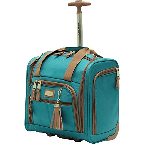 Steve Madden Designer Luggage Collection- 3 Piece Softside Expandable Lightweight Spinner Suitcases- Travel Set Includes Under Seat Bag, 20-Inch Carry On & 28-Inch Checked Suitcase (Harlo Teal Blue) 5 Steve Madden Designer Luggage Collection- 3 Piece Softside Expandable Lightweight Spinner Suitcases- Travel Set Includes Under Seat Bag, 20-Inch Carry On & 28-Inch Checked Suitcase (Harlo Teal Blue) - Image 4