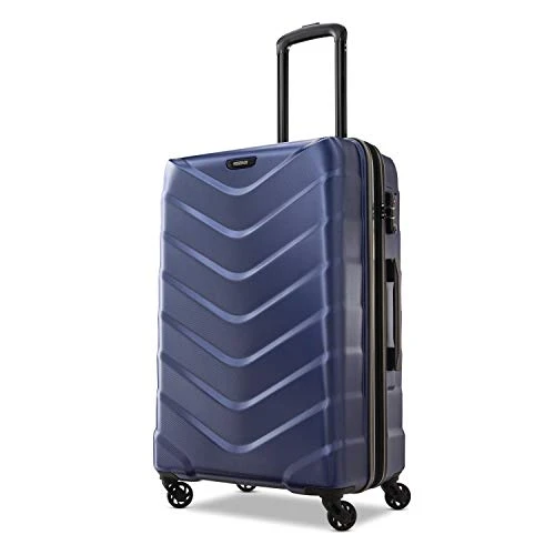 American Tourister Arrow Expandable Hardside Luggage, Navy, Checked-Medium 24-Inch 3 American Tourister Arrow Expandable Hardside Luggage, Navy, Checked-Medium 24-Inch