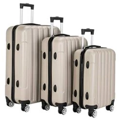 3 Pieces ABS Luggage Sets Trolley Case, Large Capacity Multifunctional Traveling Suitcase Hardshell With Spinner Wheel And Coded Lock, 20" & 24" & 28" (Champagne) -Samsonite Shop 41XOOT0EEBL
