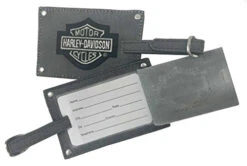 Harley Davidson Harley-Davidson Bar & Shield Belted Luggage Tags, Gray Leather 99301-GRAY