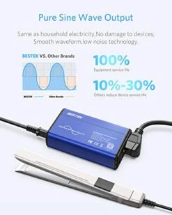 BESTEK Universal Voltage Converter, [Pure Sine Wave] Travel Power Converter Adapter For Hair Straightener/Curler, 100-240V To 110V Travel Adapter With Fast USB (Blue) -Samsonite Shop 41Y3piKj5EL