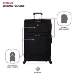 SwissGear Sion Softside Luggage With Spinner Wheels, Black, Checked-Large 29-Inch -Samsonite Shop 41Y wFS NSL