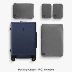 LEVEL8 Elegance Checked Luggage, 24 Inch Hardside Suitcase, Lightweight PC Matte Hardshell With TSA Lock, Spinner Wheels - Navy Blue -Samsonite Shop 41 RU4SeFL