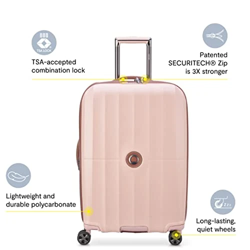 DELSEY Paris St. Tropez Hardside Expandable Luggage With Spinner Wheels, Pink, Checked-Medium 24 Inch 5 DELSEY Paris St. Tropez Hardside Expandable Luggage With Spinner Wheels, Pink, Checked-Medium 24 Inch - Image 3