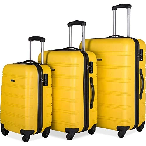 Merax Expandable Luggage Sets With TSA Locks, 3 Piece Lightweight Spinner Suitcase Set (Yellow) 10 Merax Expandable Luggage Sets With TSA Locks, 3 Piece Lightweight Spinner Suitcase Set (Yellow) - Image 8