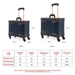 NZBZ Vintage Carry-On Suitcase Luggage With Rolling Spinner Wheels Retro Hardside Cute Travel Suitcase (Navy Blue) 11 NZBZ Vintage Carry-On Suitcase Luggage With Rolling Spinner Wheels Retro Hardside Cute Travel Suitcase (Navy Blue) -Samsonite Shop 41dy9kXvLiS